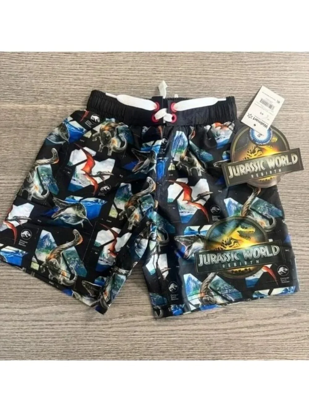 Jurassic World Rebirth Boys Swim Trunks Dinosaur Print BlackShorts Sz 4/5 #26285